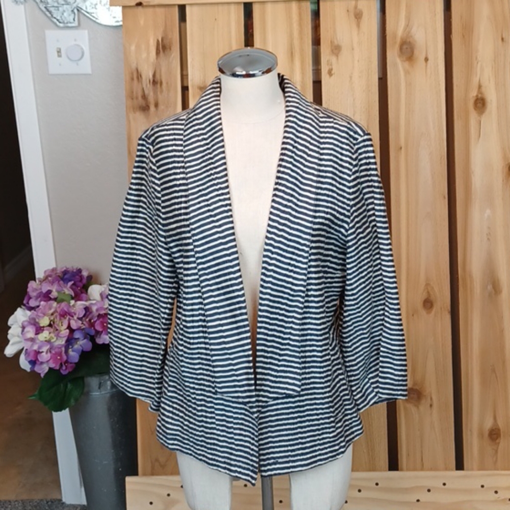 Loft Striped Linen Blazer